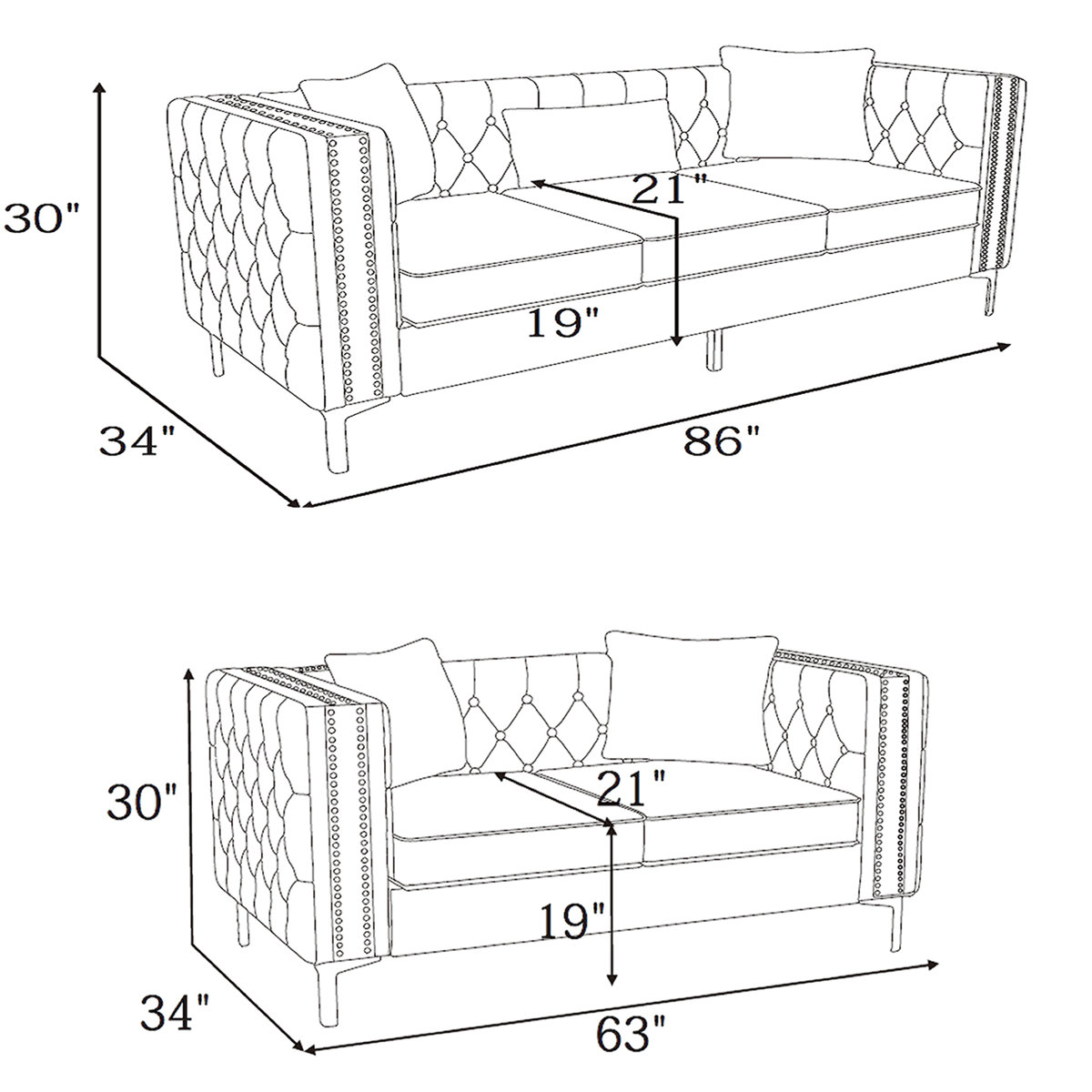 House of Hampton® Marti Hickory Modern 2 Piece Living Room Set